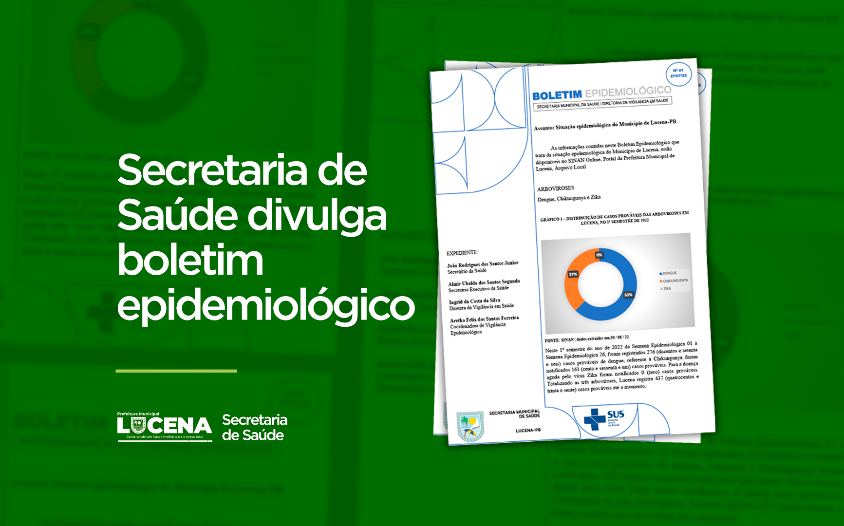 Secretaria de Saúde divulga boletim com resultados da situação epidemiológica do município dos primeiros 06 meses de 2022